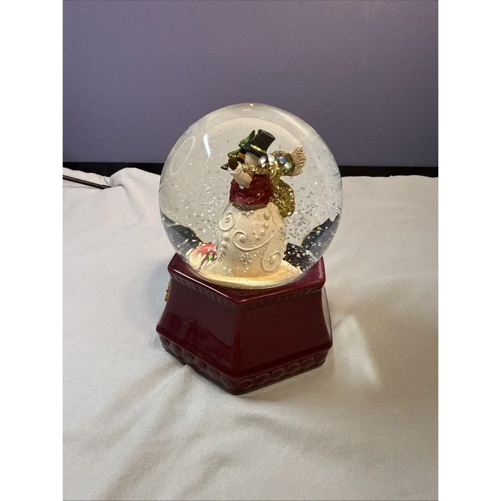 Vintage The San Francisco Music Box Co. Jeweled Snowman Waterglobe
